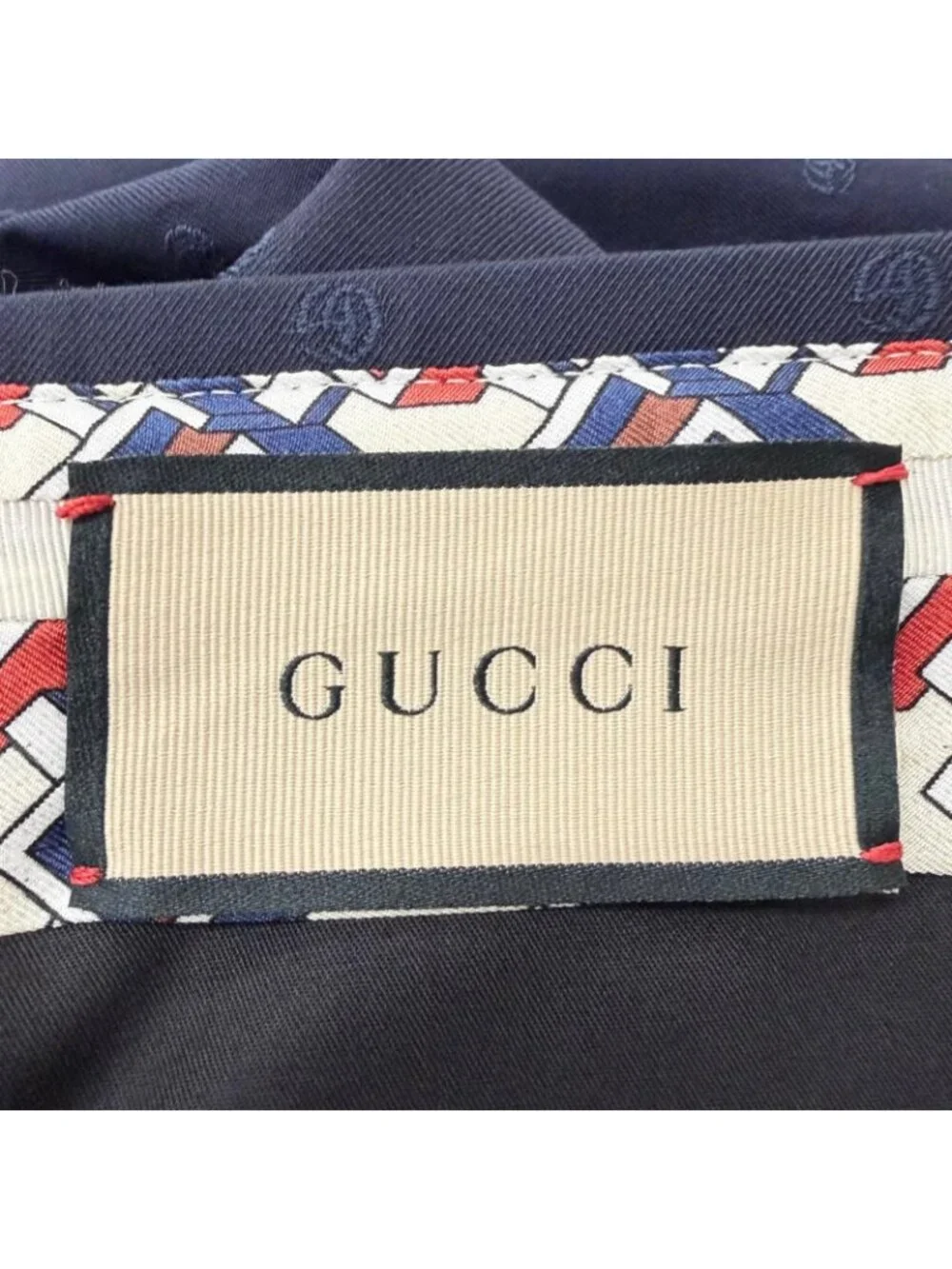 Gucci Wool GG Logo Allover Pattern Single Trousers Pants Navy 52 Swiss